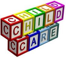 Alphabet blocks spelling child care