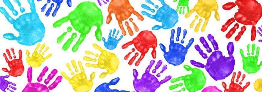Children's handprints banner in the Absolute Fitness Kids Club